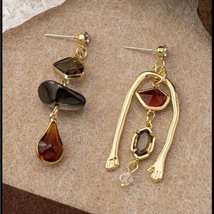 Free People Artistic Gold and Brown Earrings